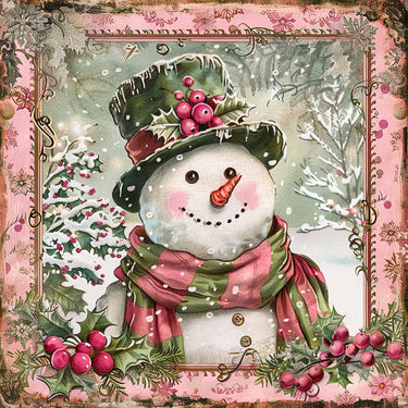 Pink Snowman Sign, DCO-102216, Sign For Wreath, 10x10in Metal Sign